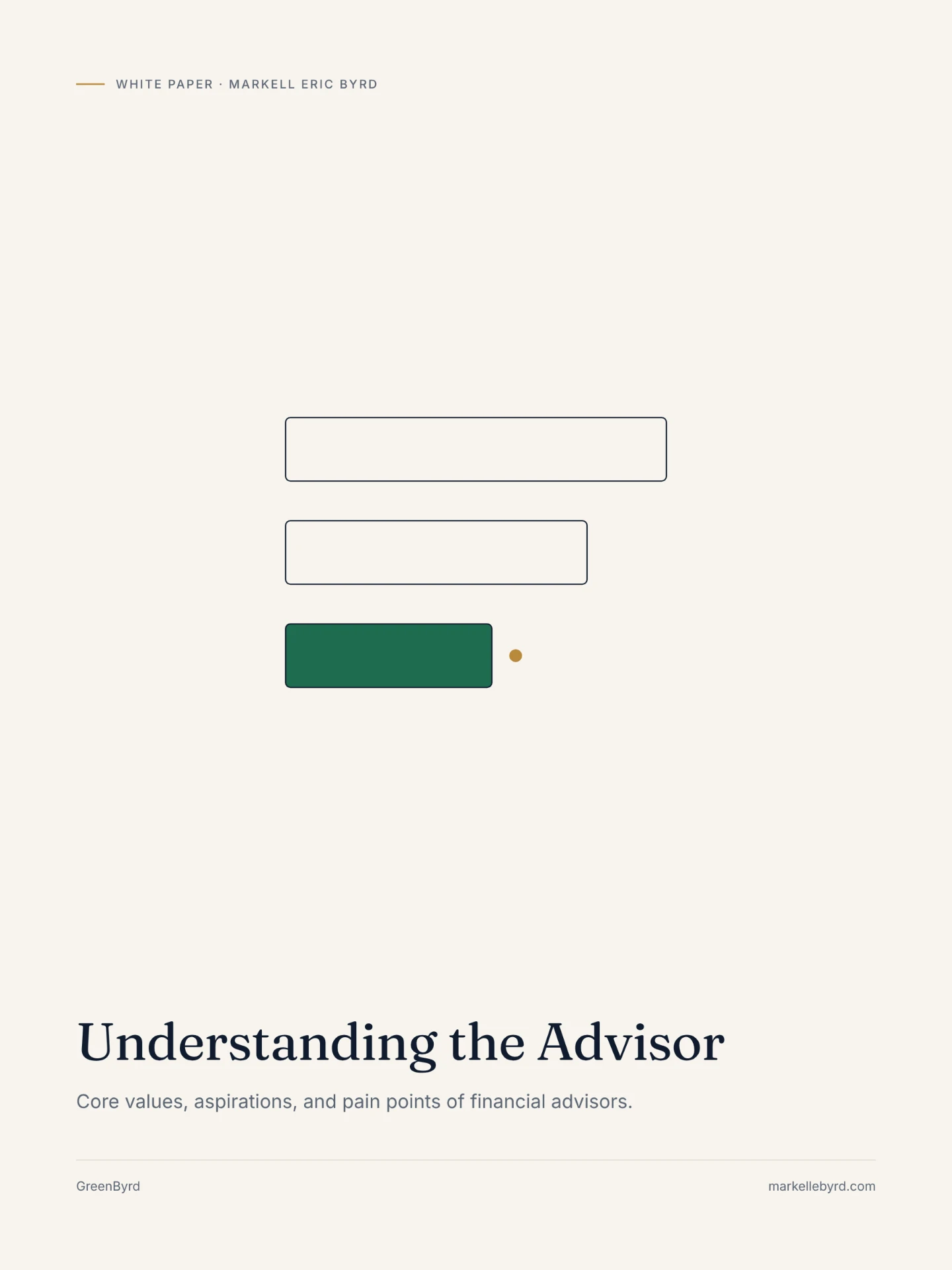 White paper cover: Understanding the Advisor — core values, aspirations, and pain points of financial advisors.