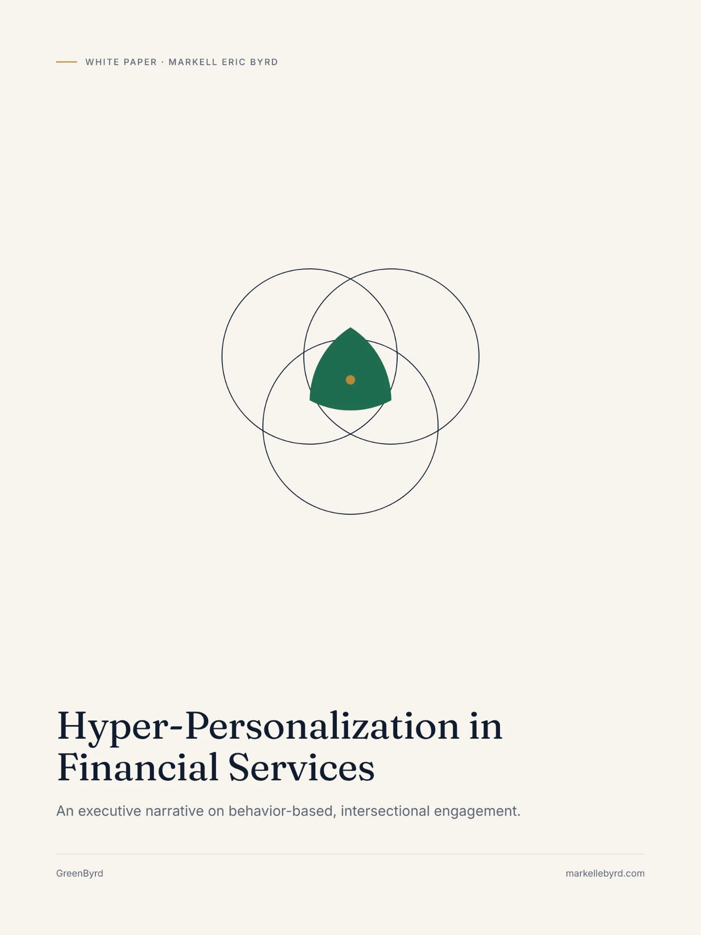White paper cover: Hyper-Personalization in Financial Services — an executive narrative on behavior-based, intersectional engagement.
