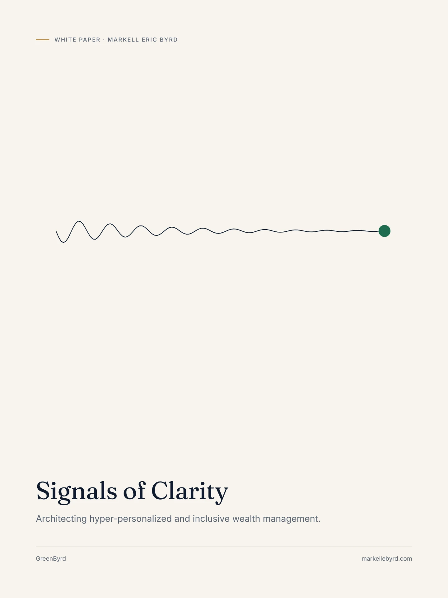 White paper cover: Signals of Clarity — architecting hyper-personalized and inclusive wealth management.